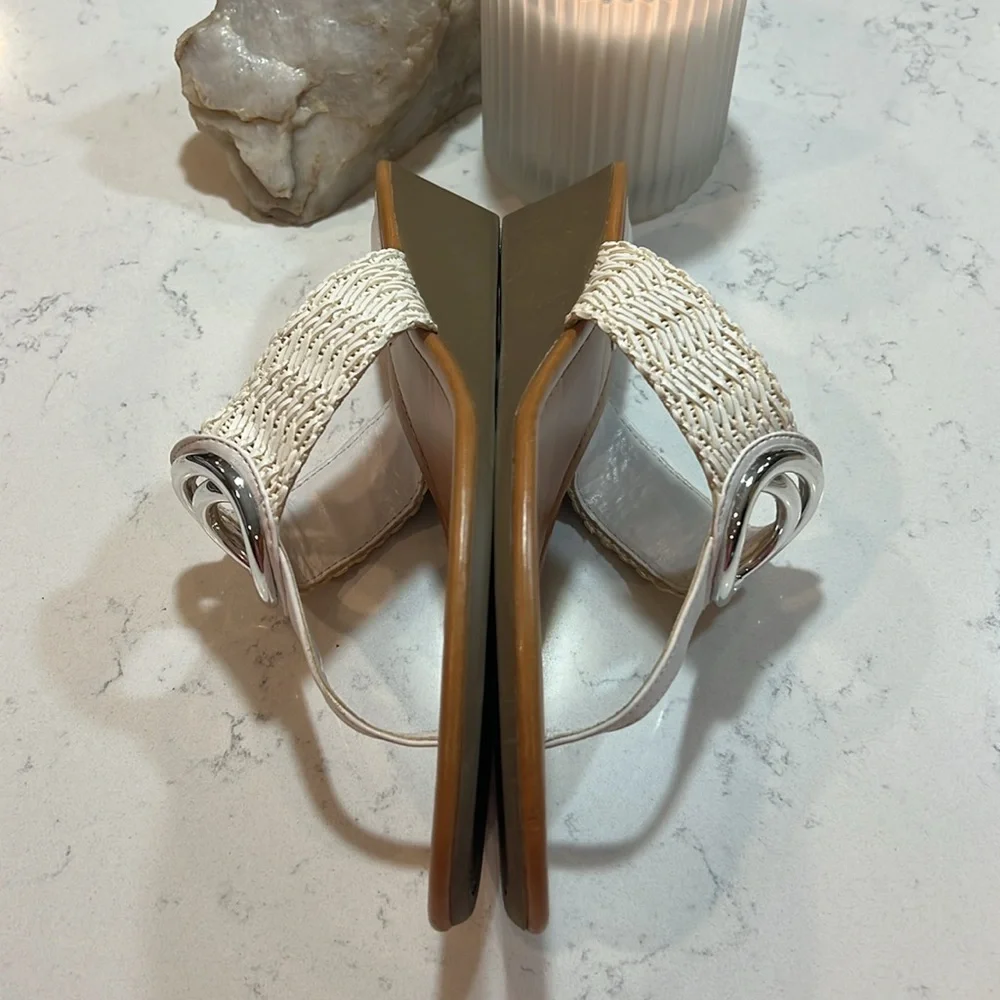 St. John's Bay White Woven Strap Sandals Size 8